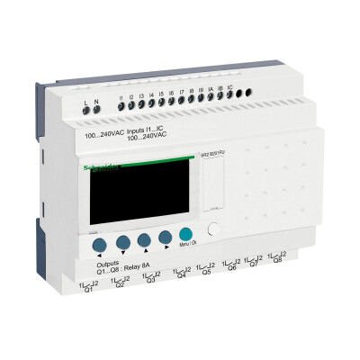SCHNEIDER SR2B201FU 12 GİRİŞ/8 ÇIKIŞ 100-240VAC G.Z.SAATLİ AKILLI RÖLE