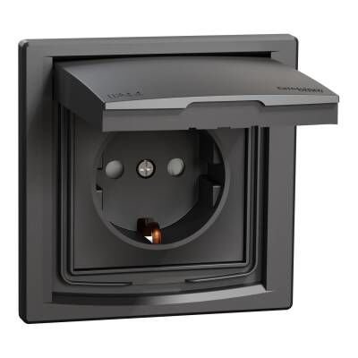 Schneider Electric EPH3100371 EPH3100371 IP44 KAPAKLI TOPRAKLI PRİZ ANTRASİT