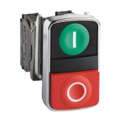 XB4BL73415 YEŞ/KIR 22mm METAL BUTON ÇİFTLİ